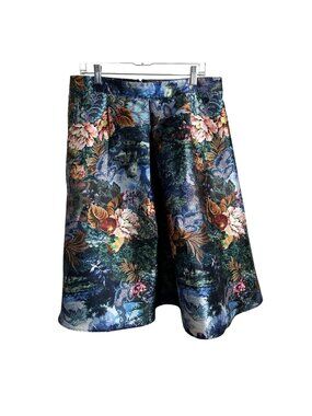 Truly 4 you Floral Brocade A-Line Skirt With Hidden Back Zipper